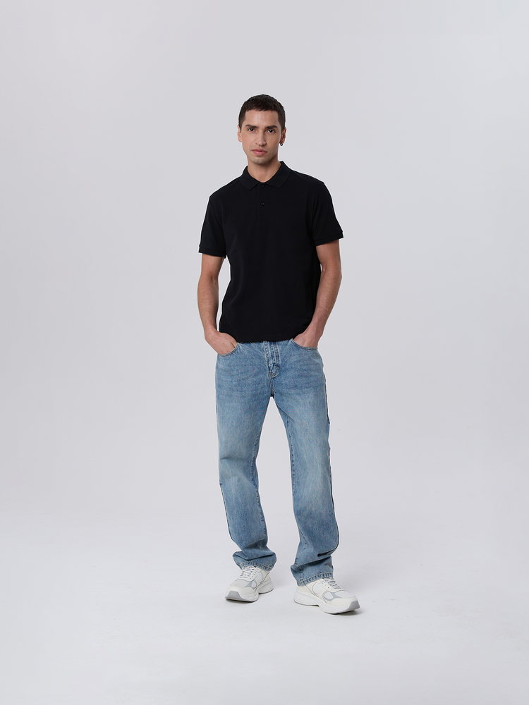 Мужское поло с коротким рукавом прямого кроя 