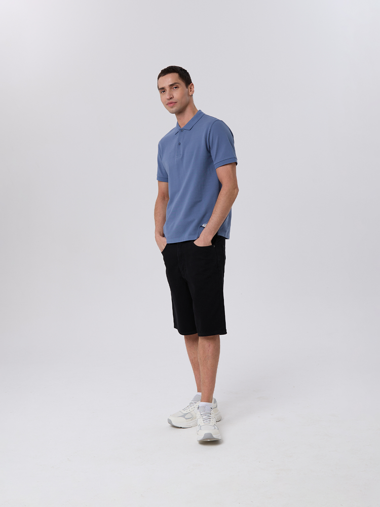 Мужское поло с коротким рукавом прямого кроя 